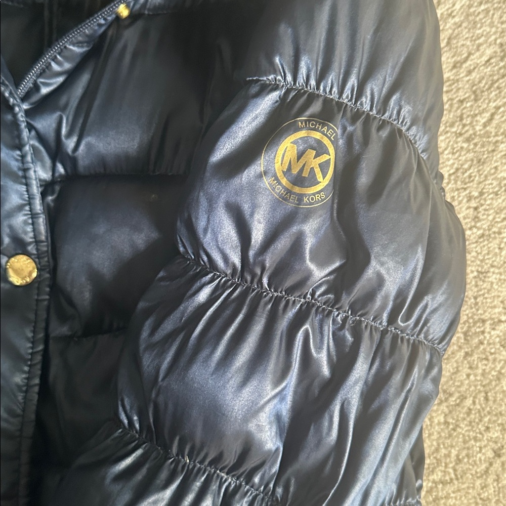 MK Midnight Blue Packable Down Coat - size Medium - Picture 6 of 8